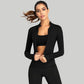 Women's Gym Running Tops Zip Activewear Two Sides Pockets Breathable Sports